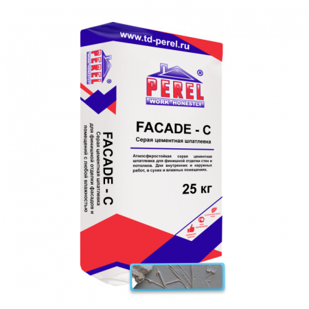 0650 Facade-c Серая Шпаклевка цементная PEREL, 25 кг по низкой цене