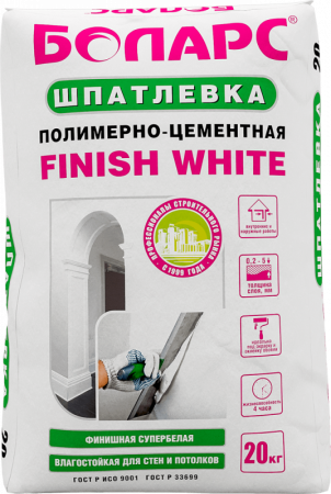 Шпатлевка полимерно-цементная FINISH WHITE 20 кг Боларс по низкой цене