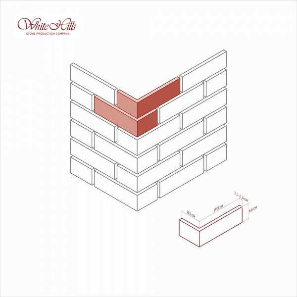 Декоративный облицовочный кирпич Линц Брик 369-40 углы White Hills по низкой цене