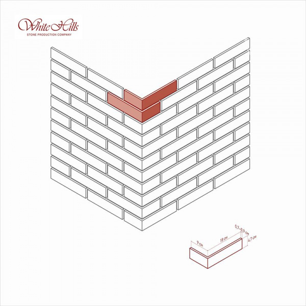 Искусственный декоративный камень Йорк Брик 338-40 углы White Hills по низкой цене