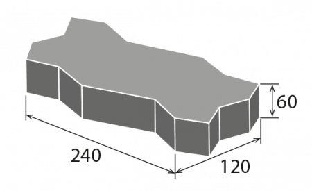 Плитка тротуарная волна Стандарт 120x240x60 мм Броштайн по низкой цене