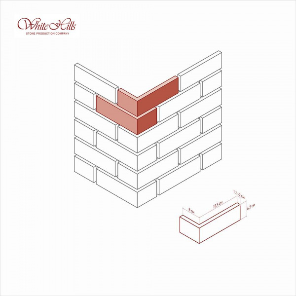 Декоративный облицовочный кирпич Бремен Брик 305-70+305-71 углы White Hills по низкой цене