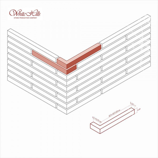 Декоративный облицовочный кирпич Бран Брик 699-10 углы White Hills по низкой цене