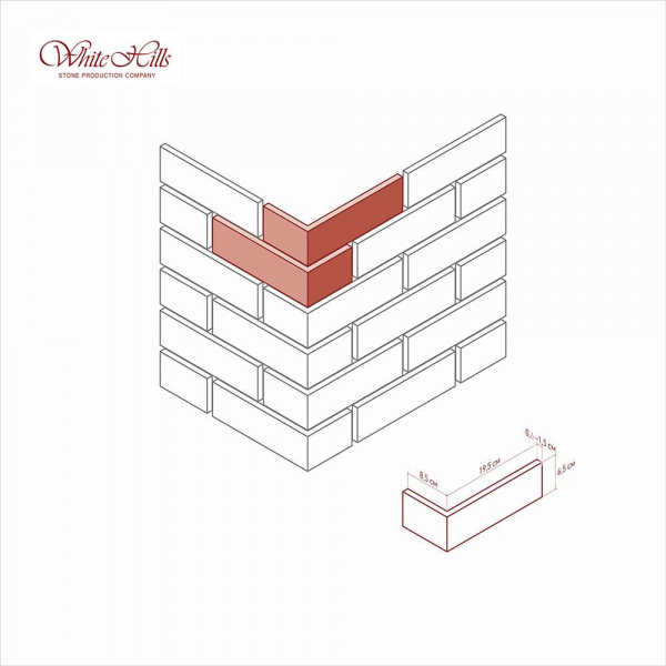 Декоративный облицовочный кирпич Торн брик 329-40 углы White Hills по низкой цене