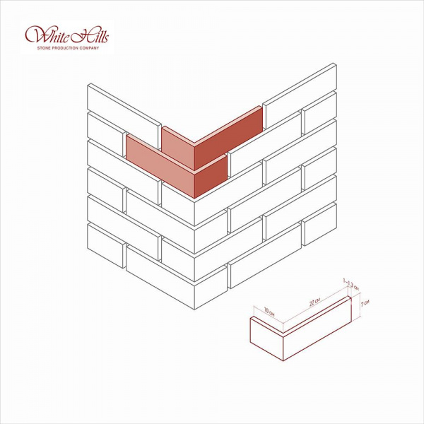 Декоративный облицовочный кирпич Сити Брик 379-40 углы White Hills по низкой цене