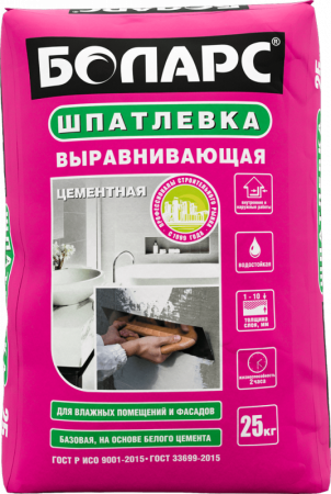 Шпатлевка цементная ВЫРАВНИВАЮЩАЯ 25 кг Боларс по низкой цене